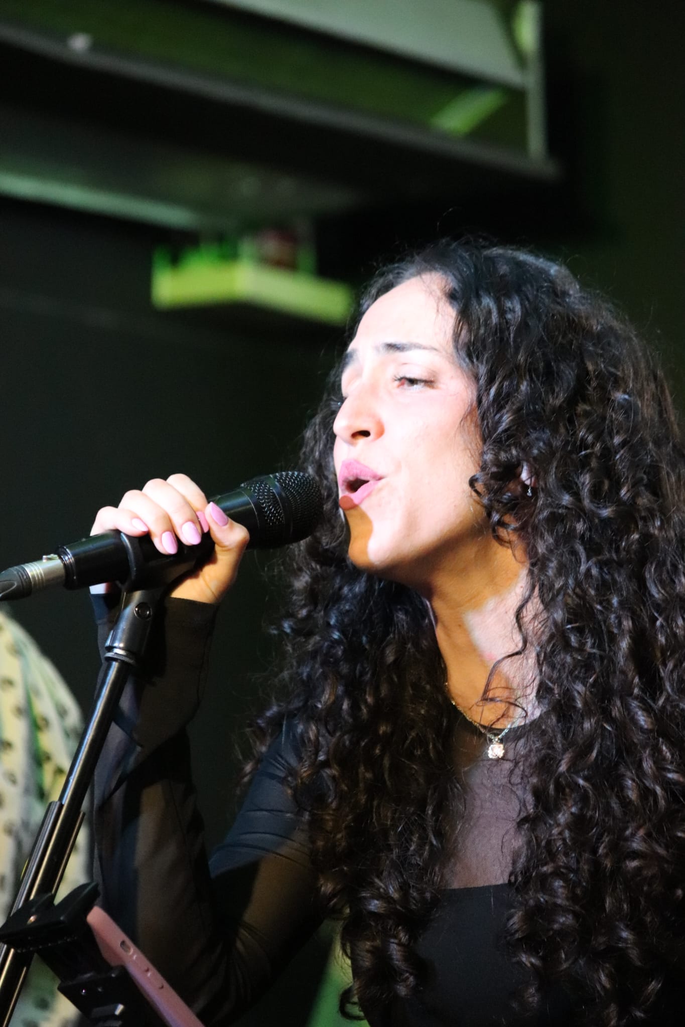 La Rosa cantant amb els ulls tancats i el micro a la mà